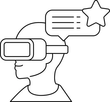 A man wearing a virtual reality headset with a star above his head Stock Illustration