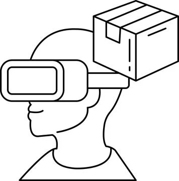 A man wearing a virtual reality headset with a box on his head Stock Illustration