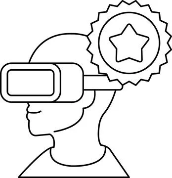 A man wearing a virtual reality headset with a star on it Stock Illustration
