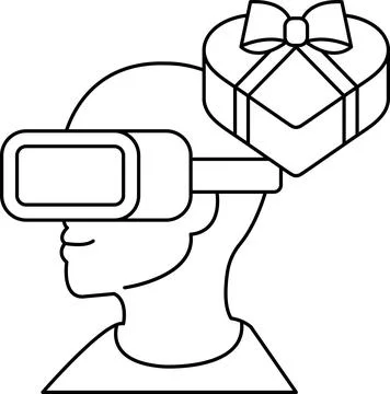 A man wearing a virtual reality headset with a box on his head Stock Illustration