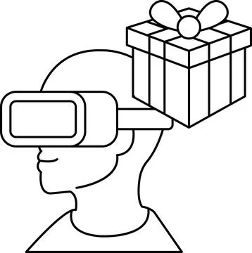 A man wearing a virtual reality headset with a box on his head Stock Illustration
