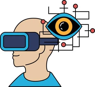 A man wearing a virtual reality headset with a black eye Stock Illustration