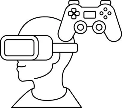 A man wearing a virtual reality headset and holding a video game controller Illustrazione stock
