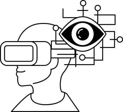 A man wearing a virtual reality headset with a black eye Stock Illustration