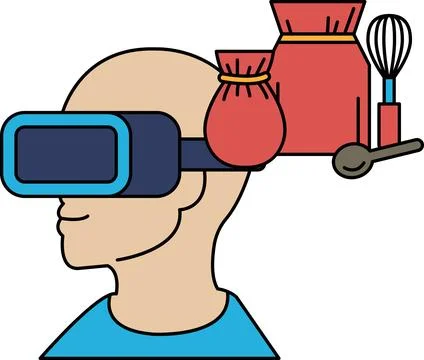 A man wearing a virtual reality headset Stock Illustration