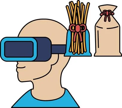 A man wearing a virtual reality headset Stock Illustration