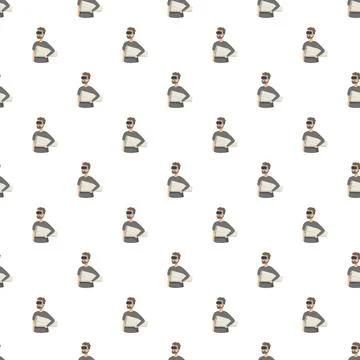 Man wearing virtual reality headset seamless pattern Stock Illustration
