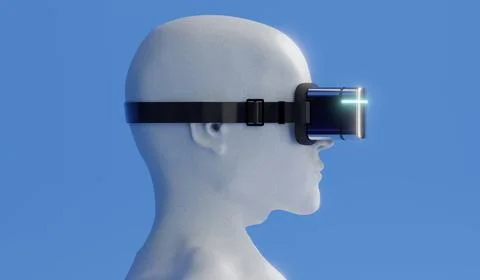 Man wearing VR glasses - side view - 3D illustration Stock Illustration