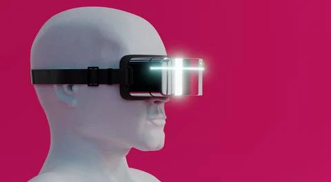 Man wearing VR glasses - side view - 3D illustration Stock Illustration