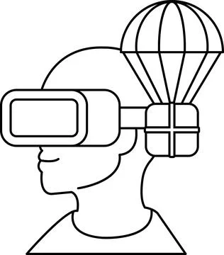 A man wearing a VR headset with a box on his head Stock Illustration