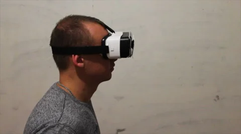Man Wearing VR Headset Stock Footage 68615570