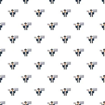 Man wearing vr headset interacting with virtual screen seamless pattern Illustrazione stock