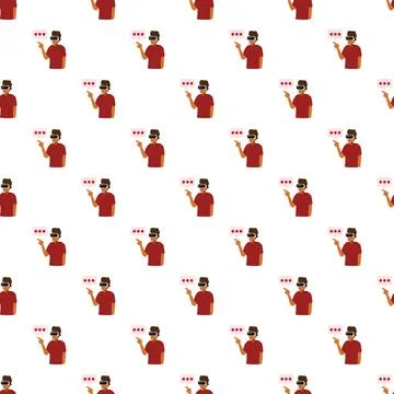 Man wearing vr headset interacting with virtual interface seamless pattern イラスト素材