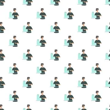 Man wearing vr headset interacting with virtual building pattern Stockillustratie