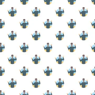 Man wearing vr headset interacting with virtual reality pattern Stock Illustration