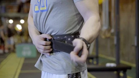 The man is wearing weight belt Stock Footage