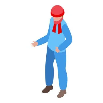 Man wearing winter clothes gesturing isometric icon Stock Illustration