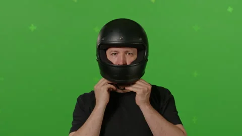 Man Wears black full Face Motorcycle Stock Video Pond5