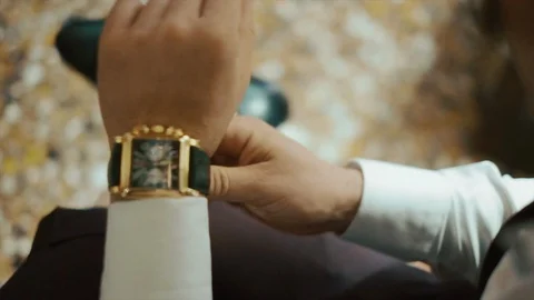 Man Wears A Watch. Stock-Footage 106092103