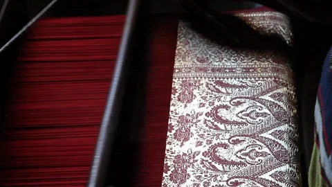 Man weaving fabric | Stock Video | Pond5
