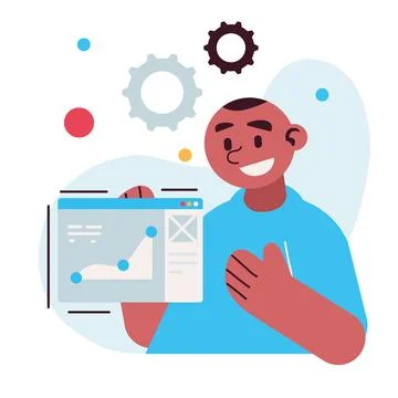 Man web design and development Stock Illustration