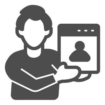 Man web designer with presentation of site project solid icon, ui concept Stock Illustration