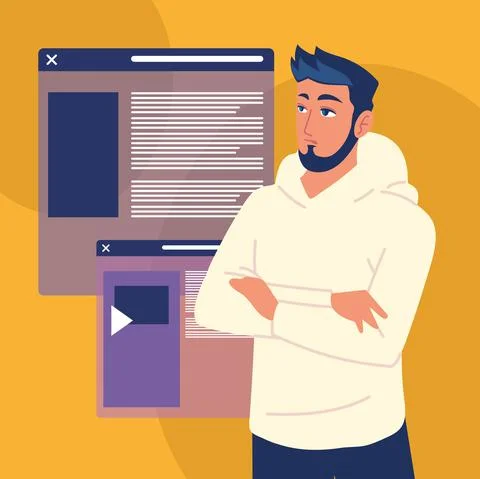 Man with websites Stockillustratie