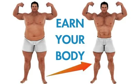 Man Weight Loss Body Transform Motivation Stock Illustration