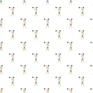Man weightlifting barbell seamless pattern illustration Stock Illustration
