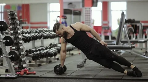 Man weights training in the gym Stock Footage 56636929