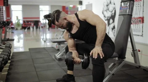 Man weights workout in the gym Stock Footage 56636792