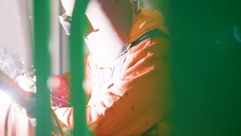 Man welding a beam Stock Footage 229654173