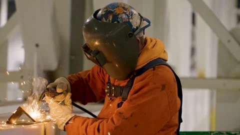 Man welding a beam Stock Footage 229654175
