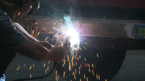 Man welding bumper. Stock Footage 22340109