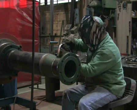 Man Welding in Factory 1 Stock Footage