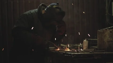 Man welding on a foundry factory Stock Footage 57176652