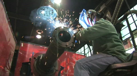 Man Welding, Low Angle Stock Footage