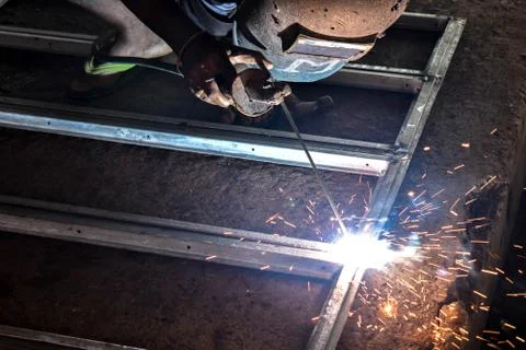 A man is welding Stock Photos