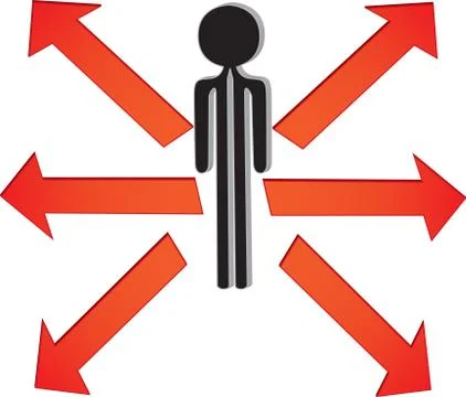 Man with what direction  choice Stock Illustration
