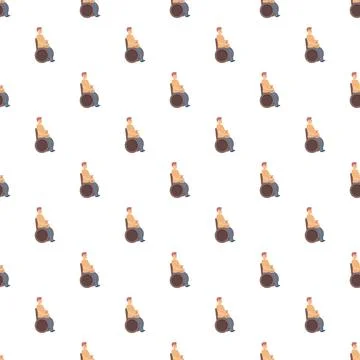 Man in wheelchair seamless pattern background Stock Illustration