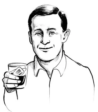 Man with whiskey Illustrazione stock
