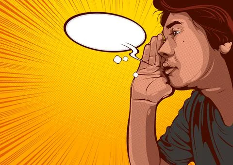 Man whisper or yelling comic Stock Illustration