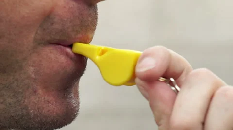 Man Whistle Sideview Closeup Stock Footage 62335281