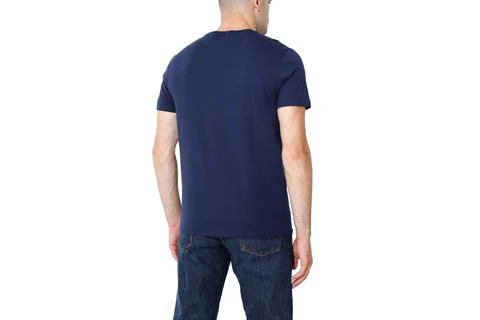 Man on white background, copy space on t-shirt Stock Photos