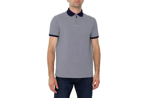 Man on white background, copy space on t-shirt Stock Photos