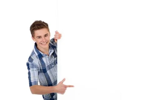 Man with white board Stock-Fotos