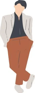 A man in a white jacket Stock Illustration