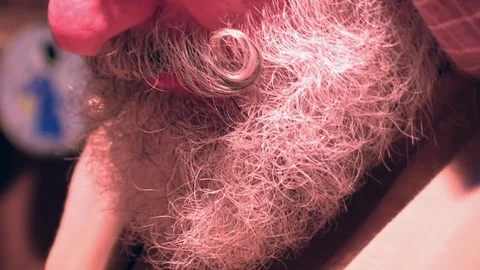 Man with white mustache and beard Stock Footage 71826012