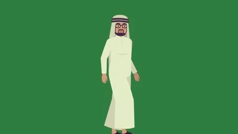 A man in white robe standing on green background and with beard suit screen Stock Footage 336106718