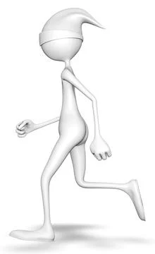 Man White Runing 3D Render Stock Illustration